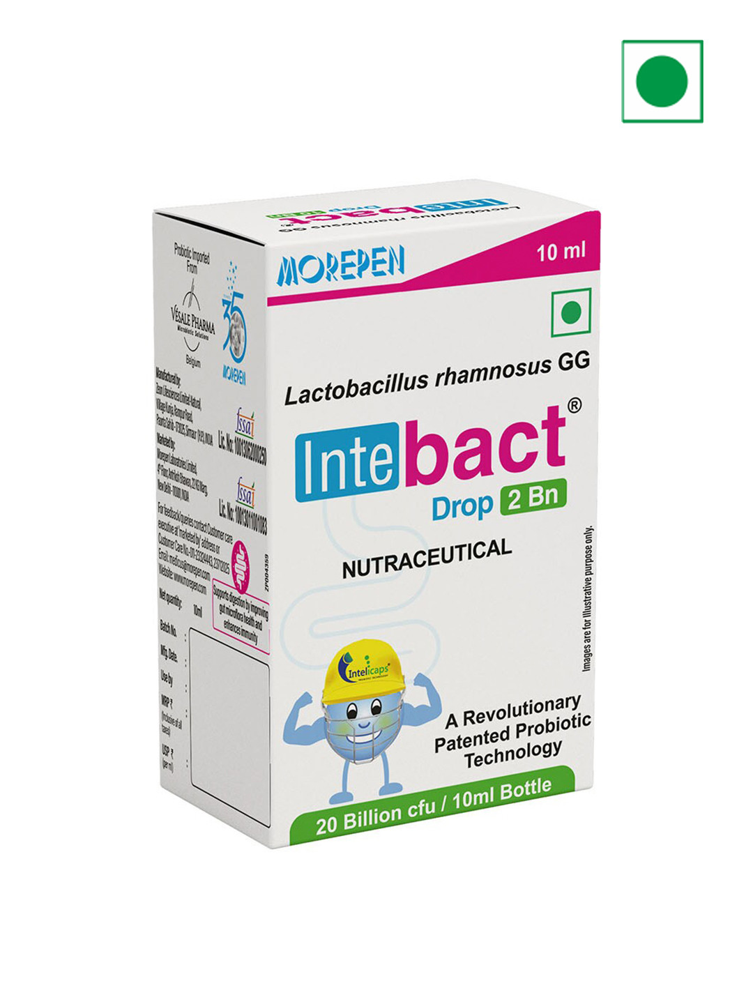 Dr. Morepen Intebact Probiotic Drops 2BN Supplement For Gut Health - 10ml