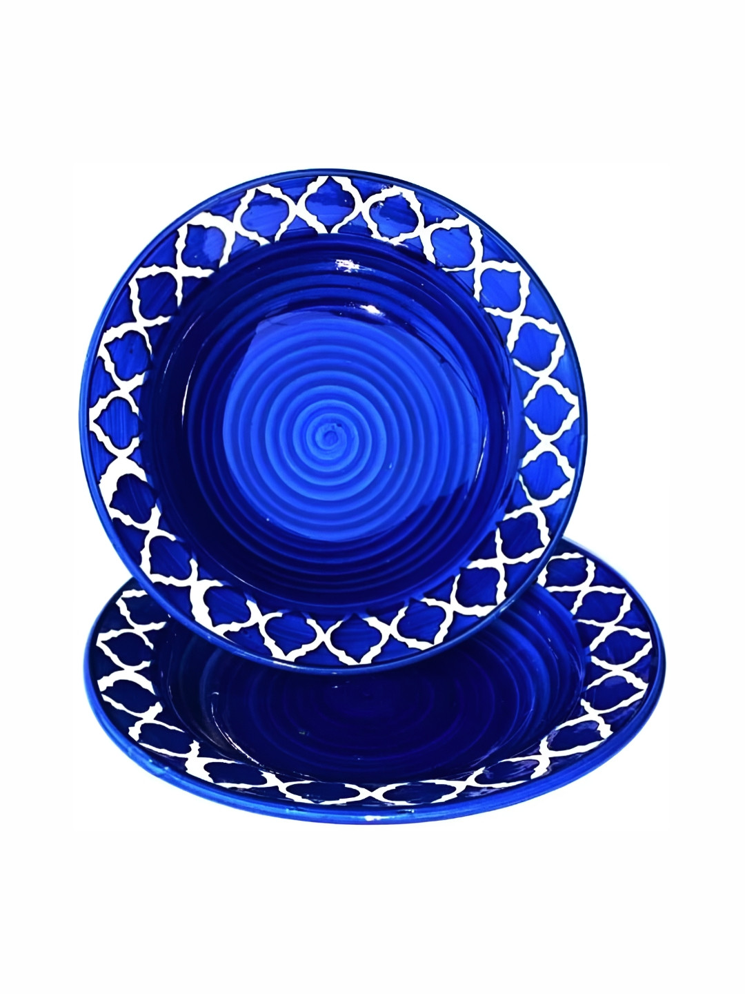 Your Local Store Blue & White 2 Pieces Ethnic Motifs Printed Ceramic Glossy Plates