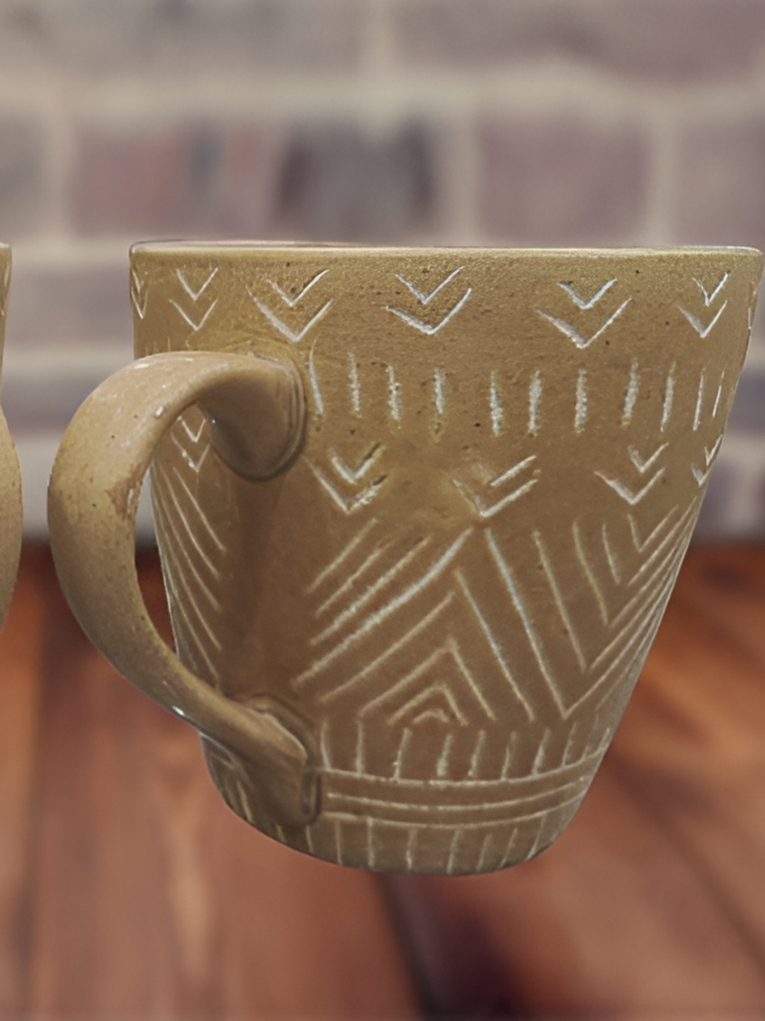 Your Local Store Brown Textured Ceramic Handmade 2 Piece Mugs-350ml