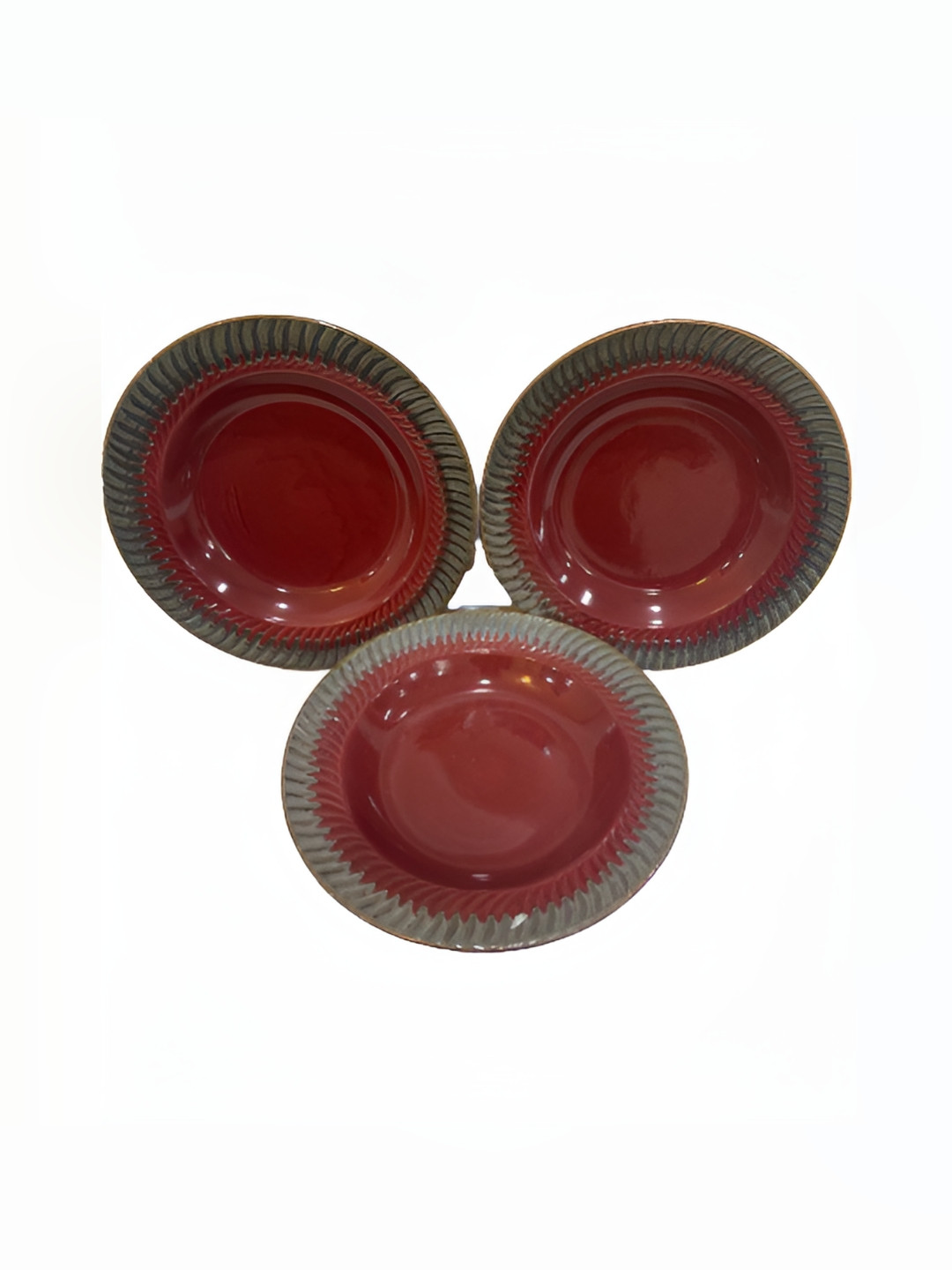 Your Local Store Red 3 Pieces Textured Ceramic Glossy Dinner Set