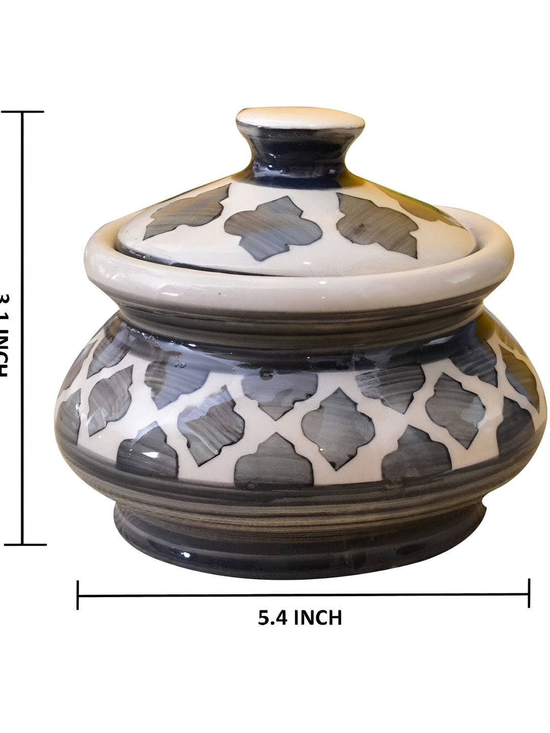 Your Local Store Grey & White Ceramic Easy to Clean Serving Handi With Lid