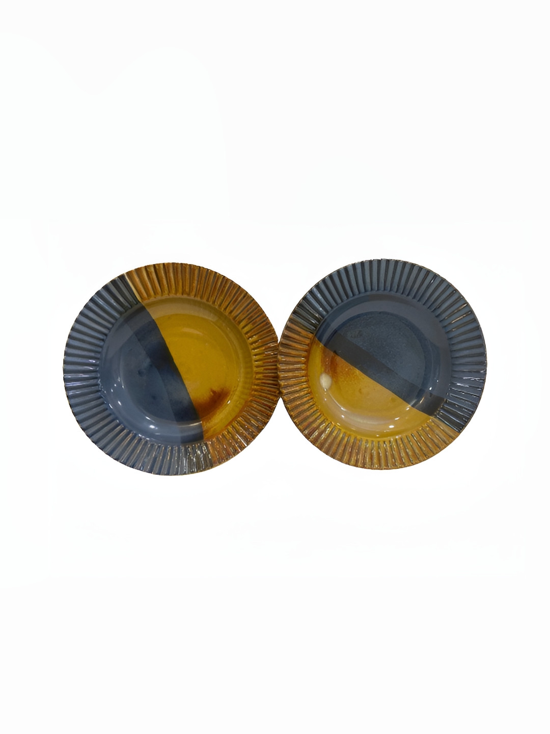 Your Local Store Brown & Blue 2 Pieces Ethnic Motifs Printed Ceramic Glossy Dinner Set