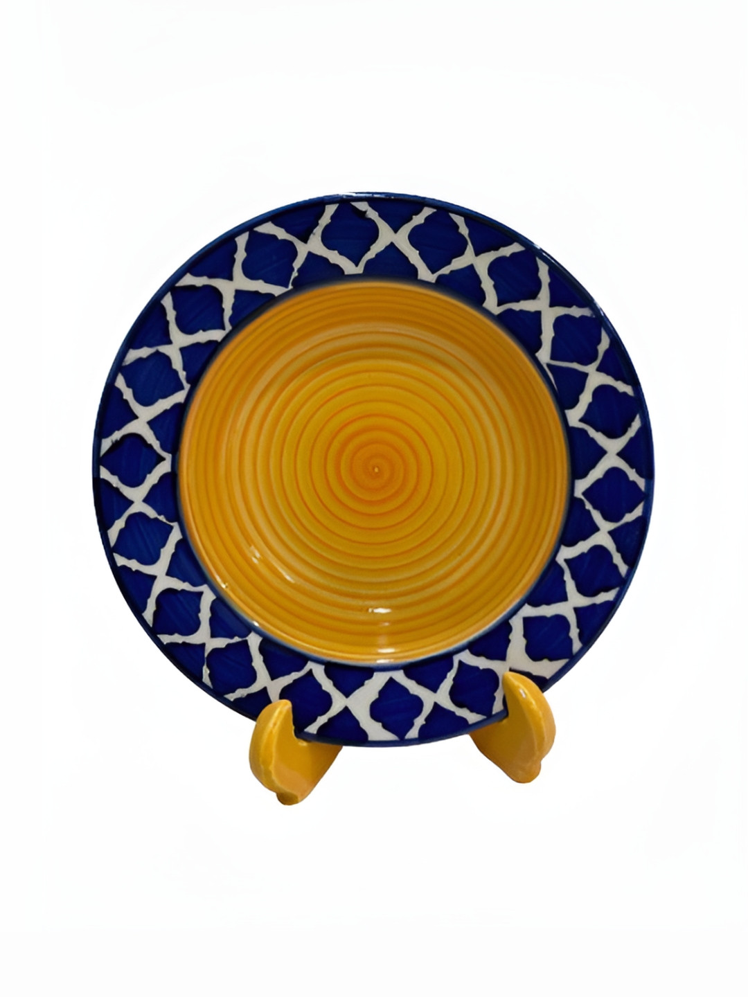 Your Local Store Yellow & Blue Ethnic Motifs Printed Ceramic Glossy Dinner Set