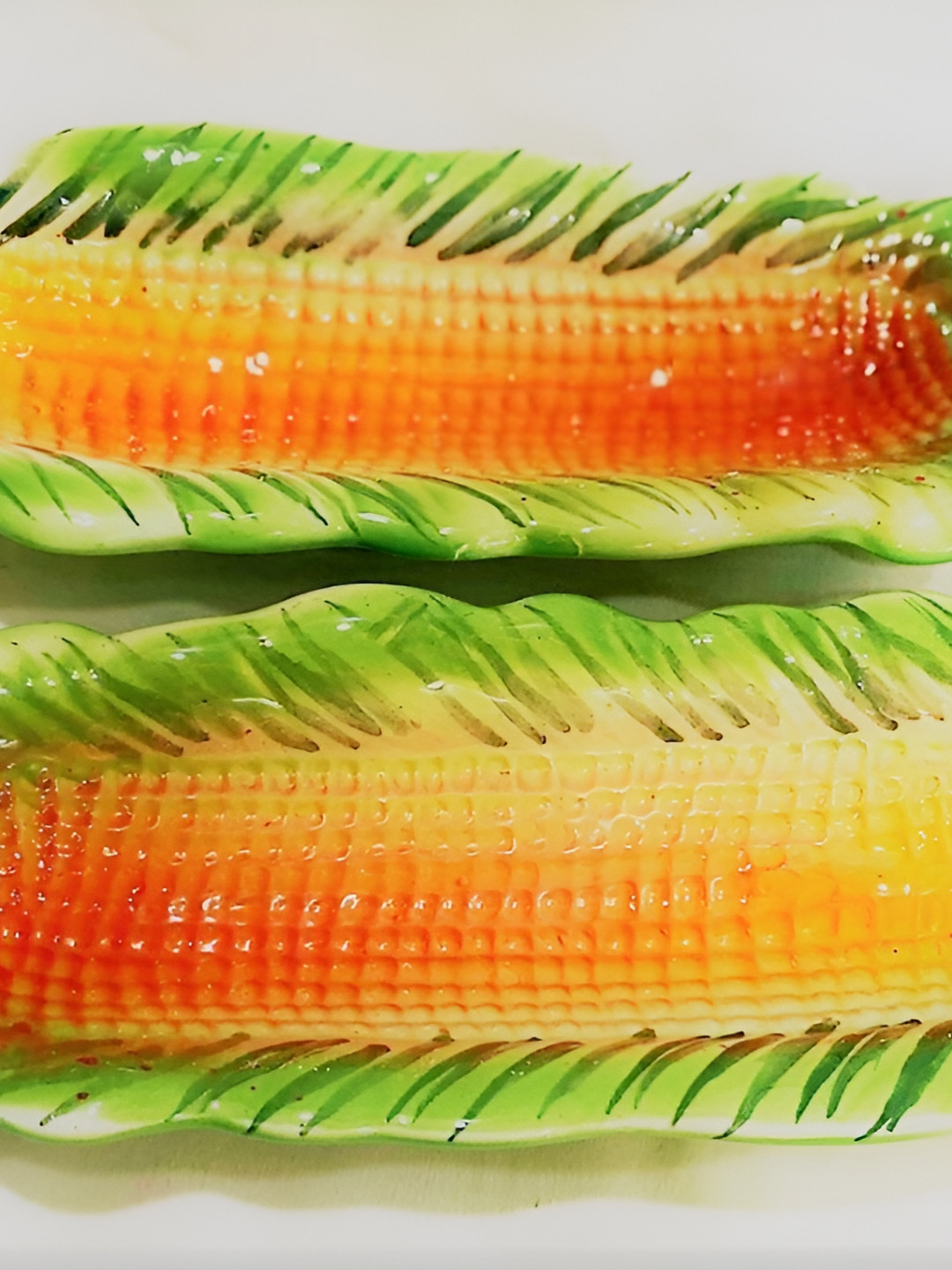 Your Local Store Green 2 Pieces Printed Ceramic Glossy Platter With Attached Dip Bowl