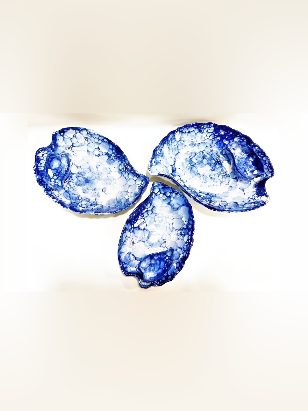 Your Local Store Blue 3 Pieces Printed Ceramic Glossy Food Platter