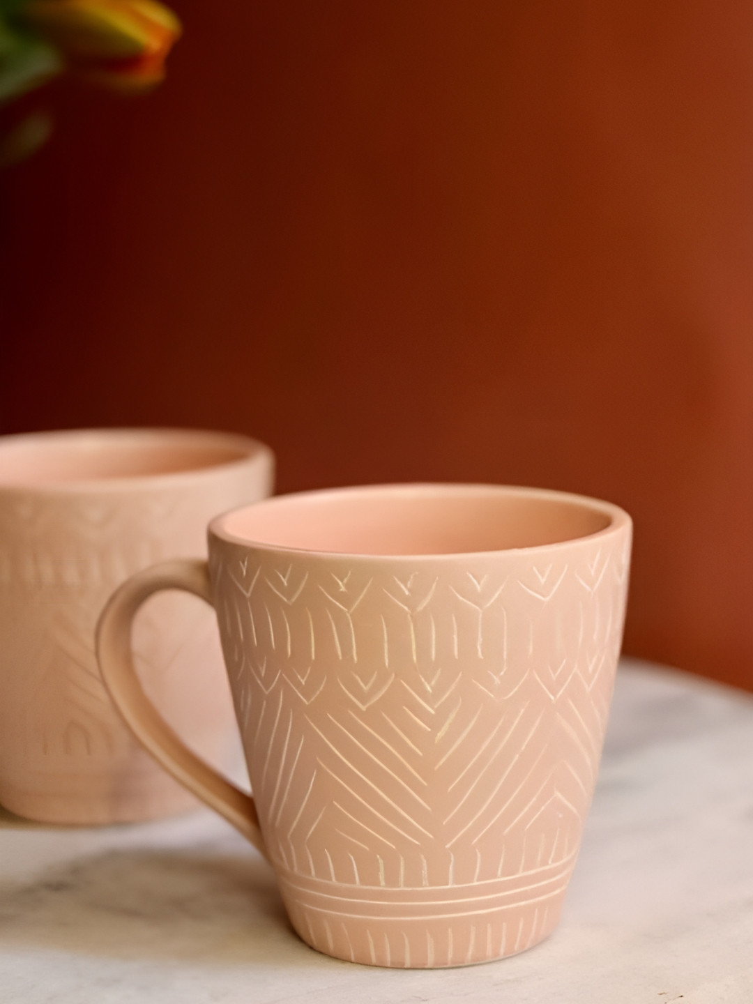 Your Local Store Prism Pink Striped Ceramic Microwave Safe 2 Piece Mugs-350ml
