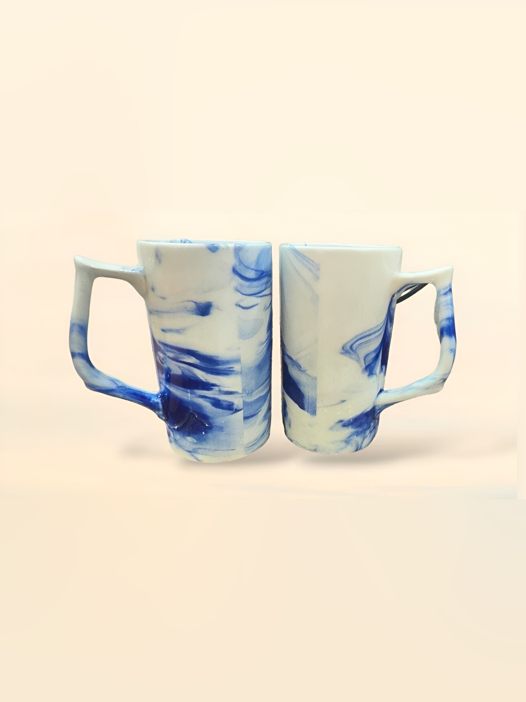 Your Local Store Happiness Is Following Your Heart Blue Abstract Ceramic Microwave Safe 2 Piece Mugs-500ml