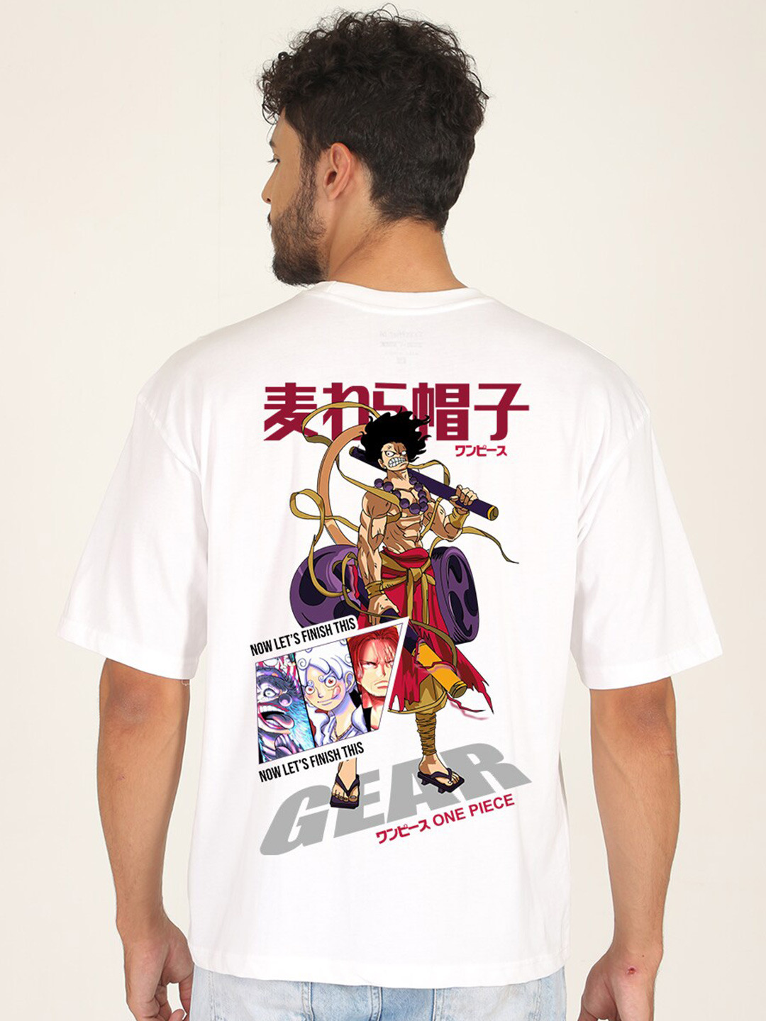 PRONK Round Neck Drop Down Shoulder Graphic Printed Cotton T-shirt