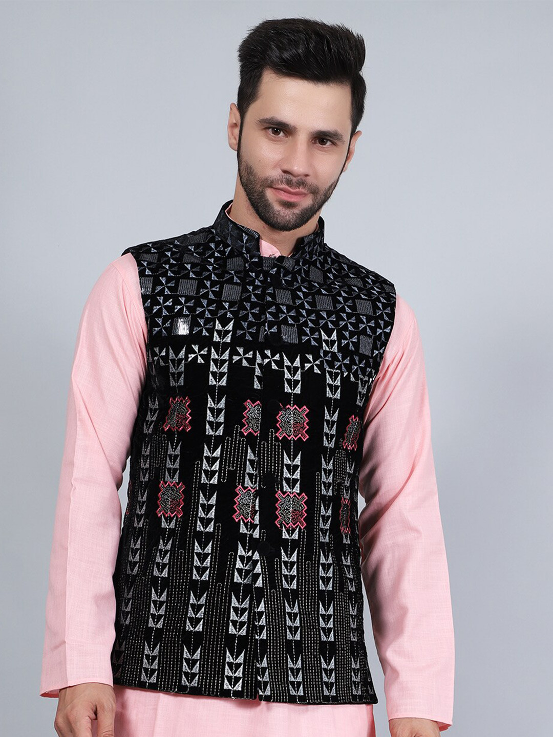 Wintage Embroidered Velvet Nehru Jacket