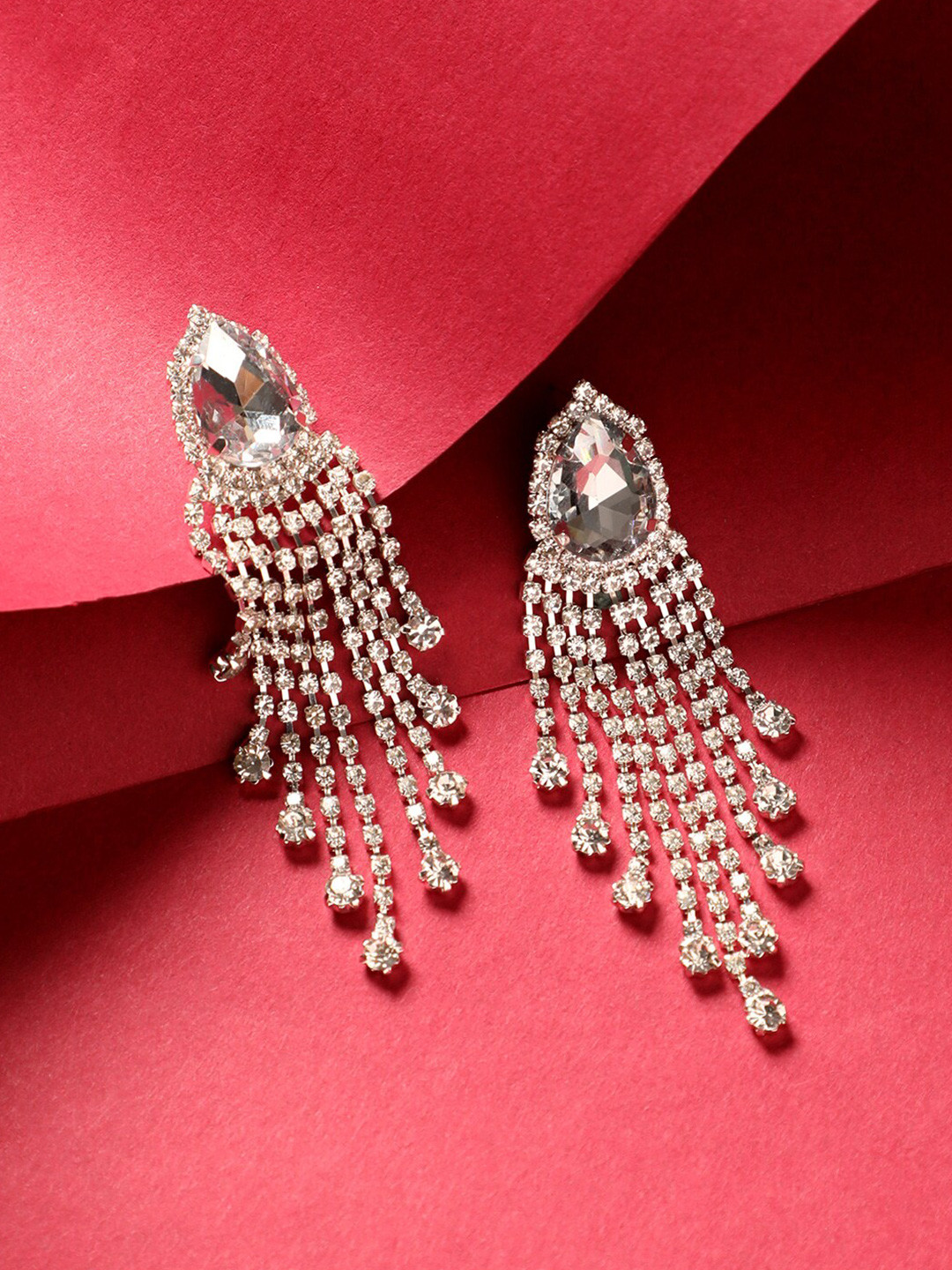 DressBerry Silver-Toned Contemporary Chandelier Drop Earrings