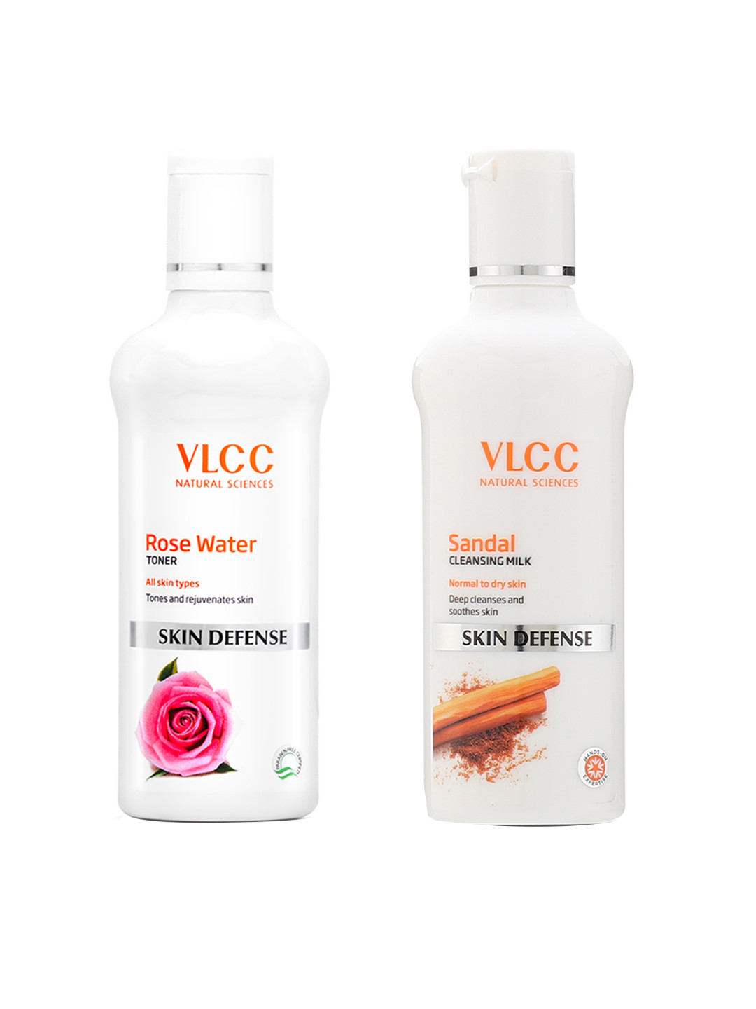 VLCC Set of Skin Defense Sandal Cleansing Milk & Rose Water Toner - 100ml each