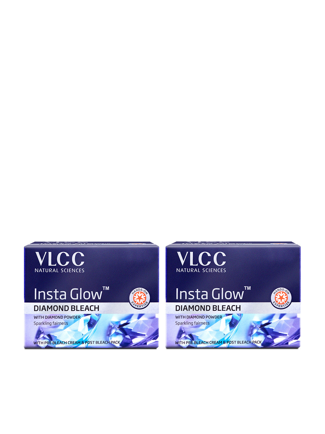 VLCC Set of 2 Insta Glow Diamond Bleach with Pre Bleach Cream & Post Bleach Pack- 30g each