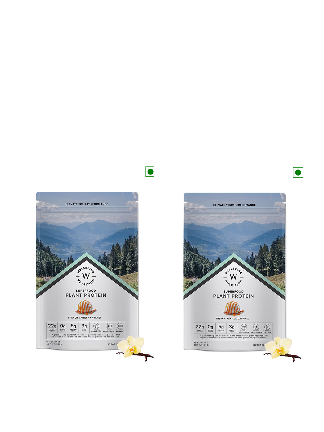 Wellbeing Nutrition 2 Pcs French Vanilla Caramel Superfood Plant Protein Powder - 500geach