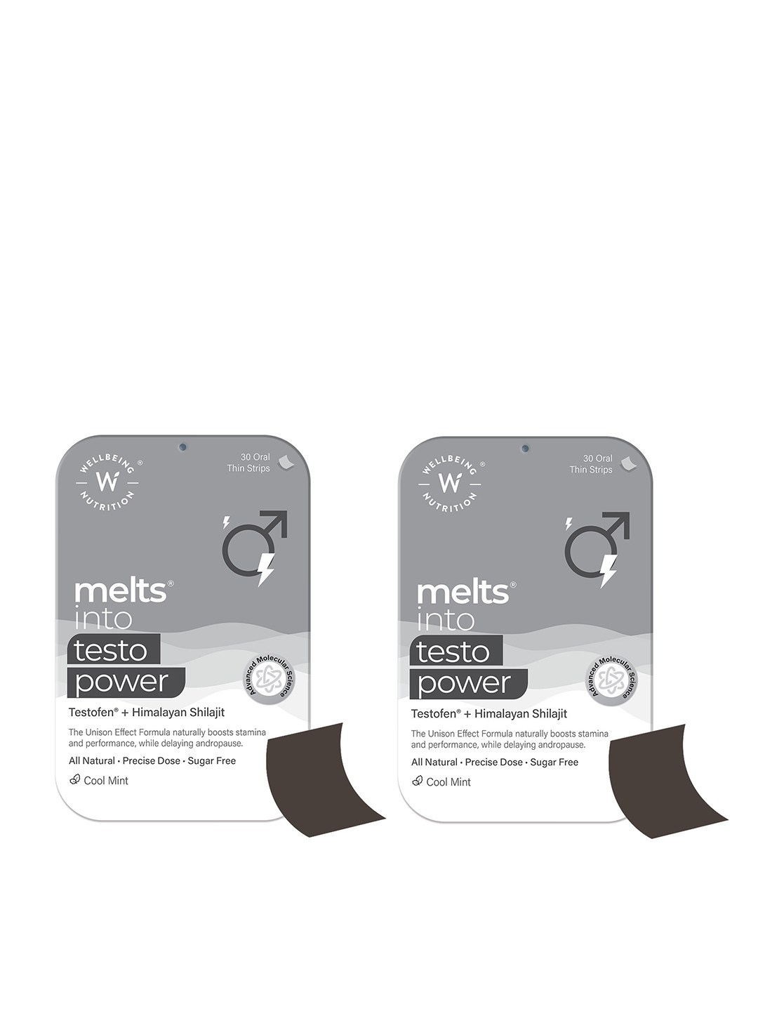Wellbeing Nutrition Men Set of 2 Melts Into Testo Power Oral Strips - 30 Strips Each