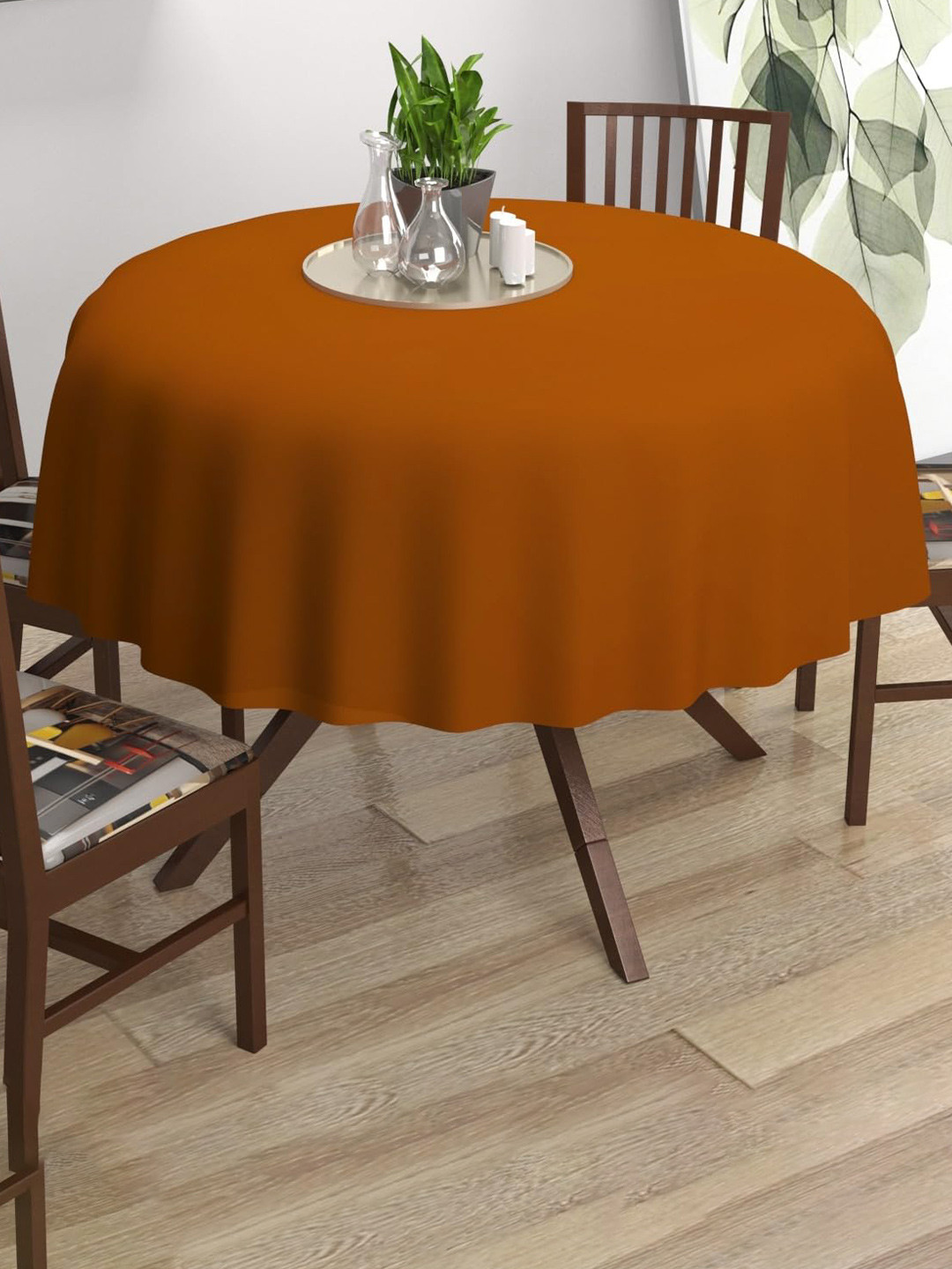 Trance Home Linen Mustard Cotton Round 4-Seater Table Cover