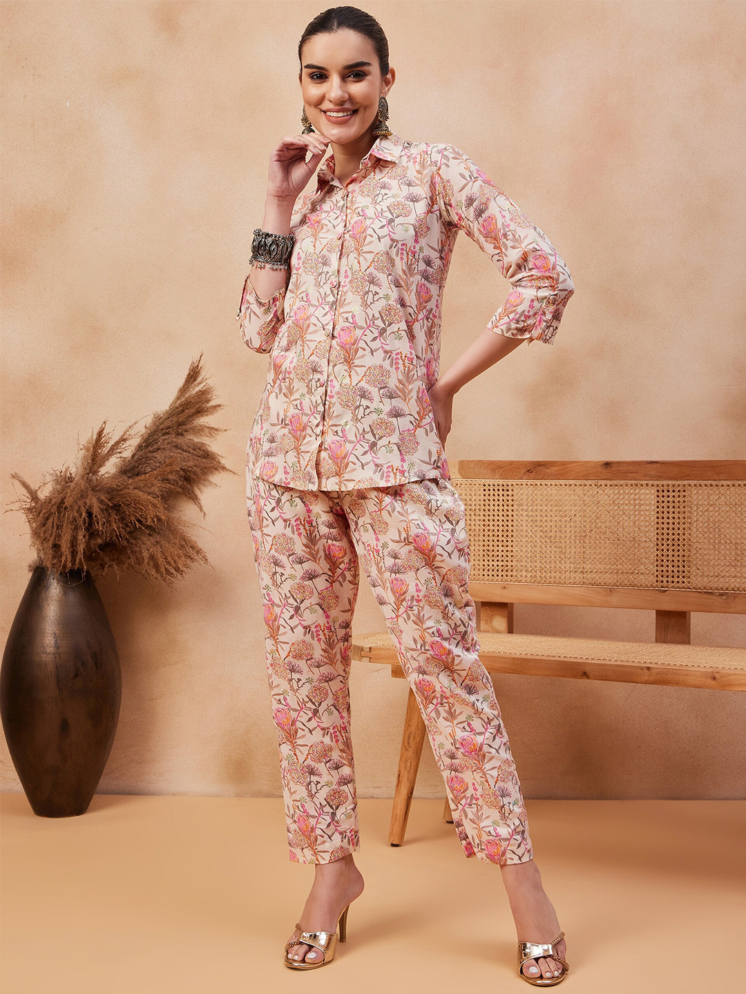 SERONA FABRICS Printed Shirt & Trousers Co-Ords