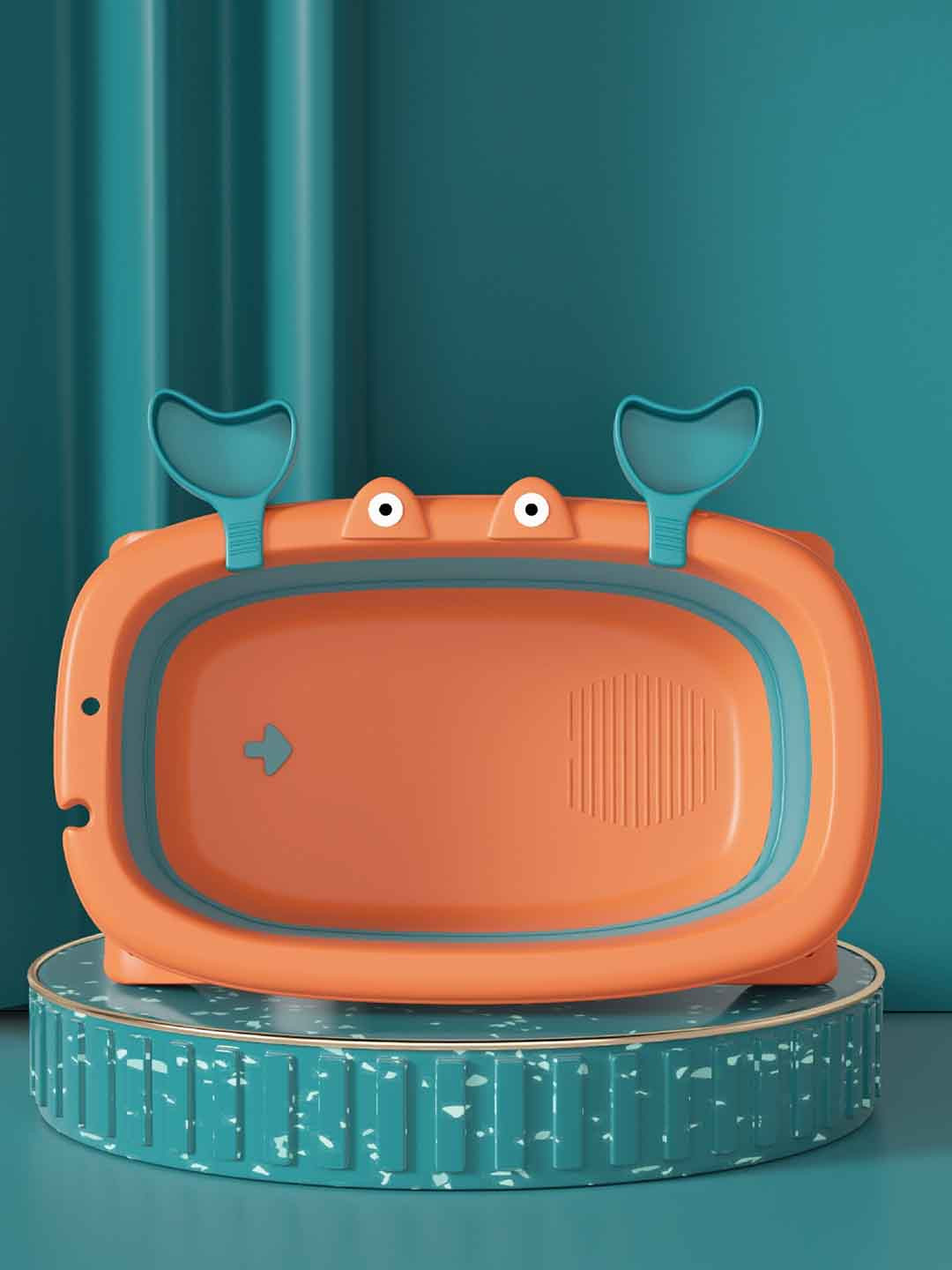 Polka Tots Infant Kids Orange Colored Splish Splash Foldable Bathtub