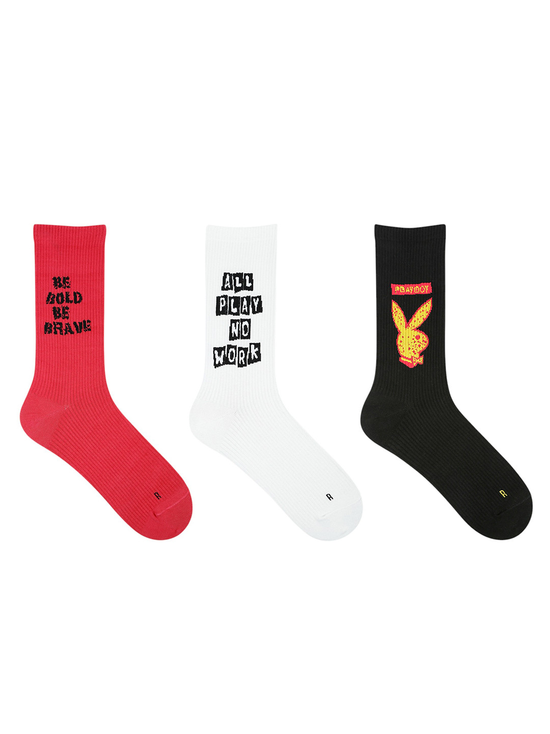 Playboy Socksxpress Men Pack of 3 Ribbed Self-Design Pattern Calf-Length Socks
