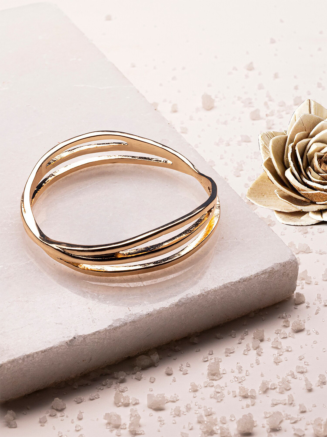 Accessorize Women Gold-Plated Triple Layer Bangle-Style Bracelet