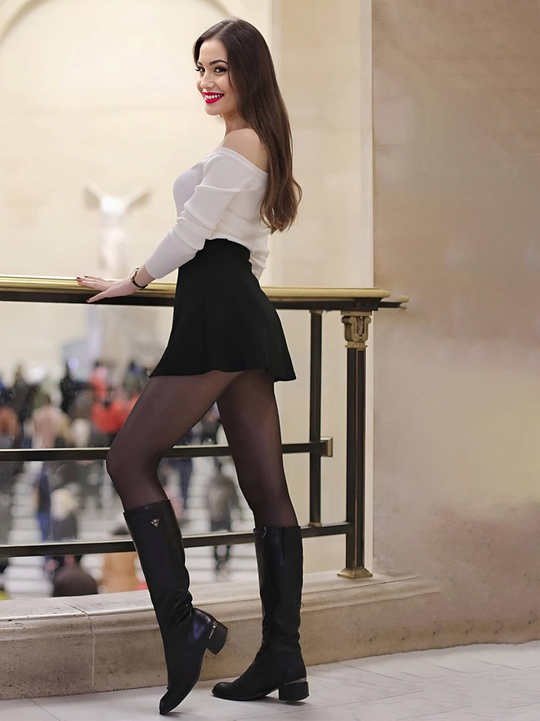 DUNBERRY LONDON Dual Tone Warm Fur Fleece Thermal Woolen Semi Sheer Look Stockings