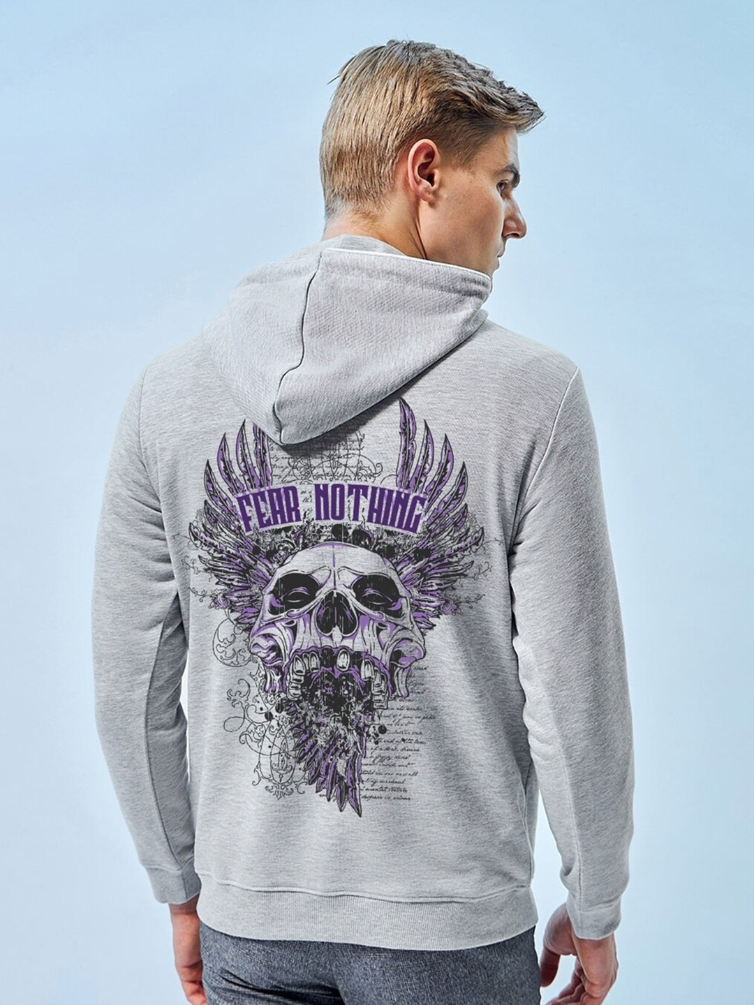 Bewakoof Men Fear Nothing Graphic Printed Hoodies