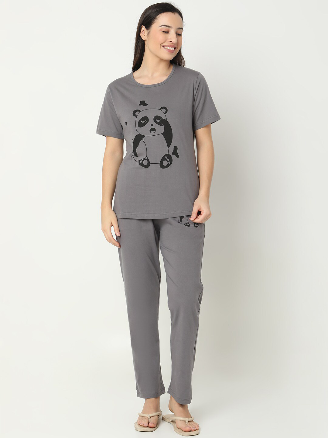 Smarty Pants Panda Printed Pure Cotton Night Suit