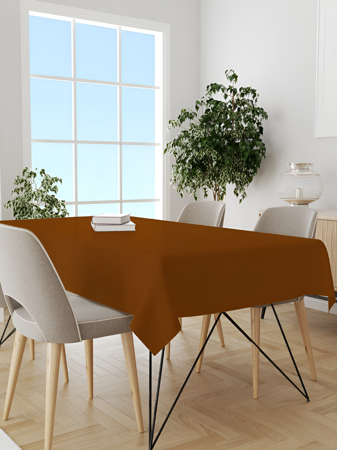 Trance Home Linen Mustard Rectangular Cotton 4 Seater Table Cover