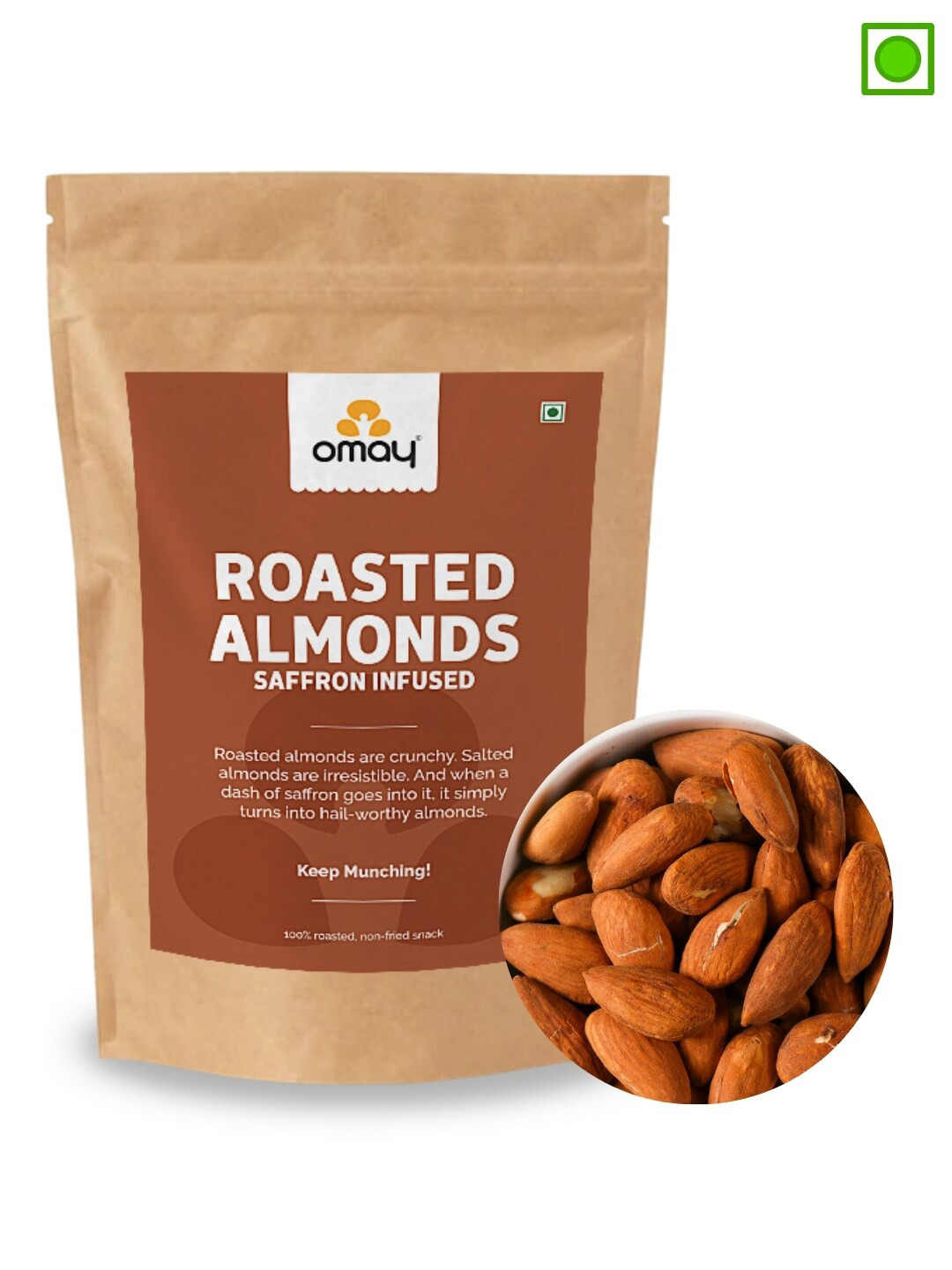 Omay Foods Saffron Infused Roasted Almonds - 400 gm