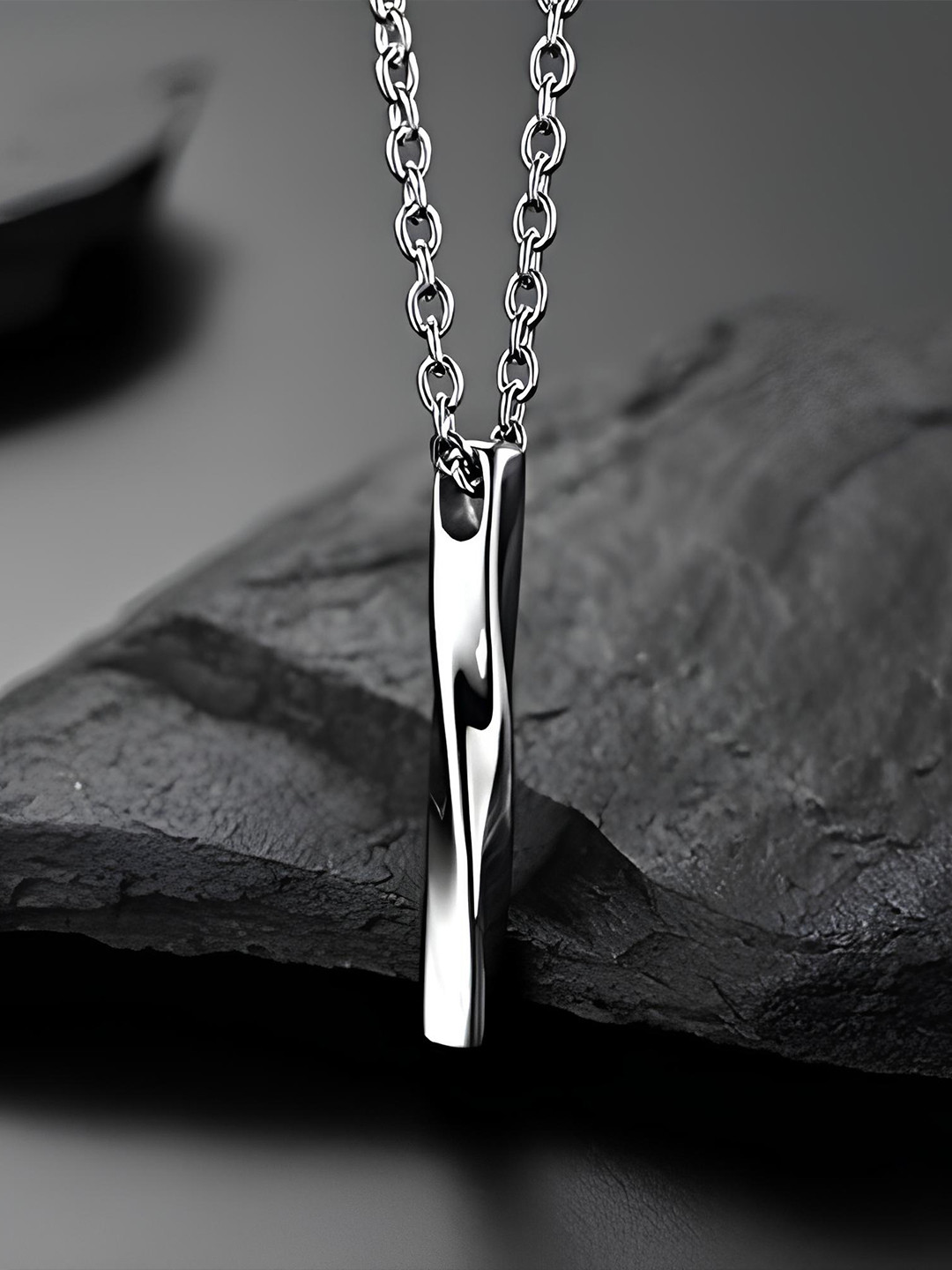 KARISHMA KREATIONS Men Set Of 2 Silver Plated Twisted Bar & Arrow Pendant