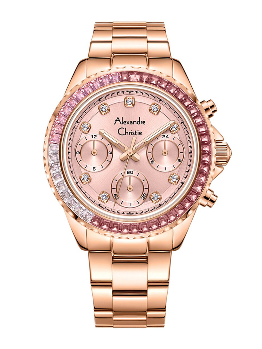 Alexandre Christie Women Embellished & Stainless Steel Straps Watch 2B13BFBRGPN