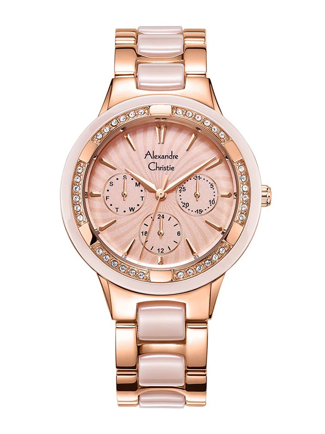 Alexandre Christie Women Embellished Bracelet Style Straps Analogue Watch 2299BFBRGLN