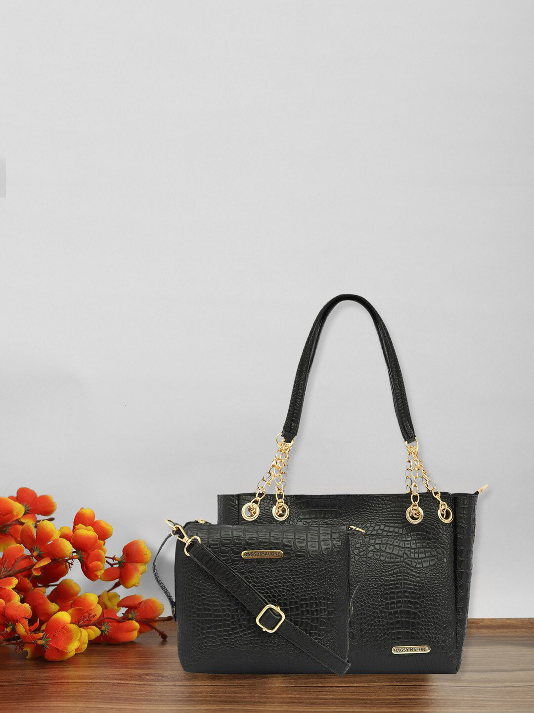 Bagsy Malone Set of 2 Textured Swagger Shoulder & Sling Bags - Up to 12 inch