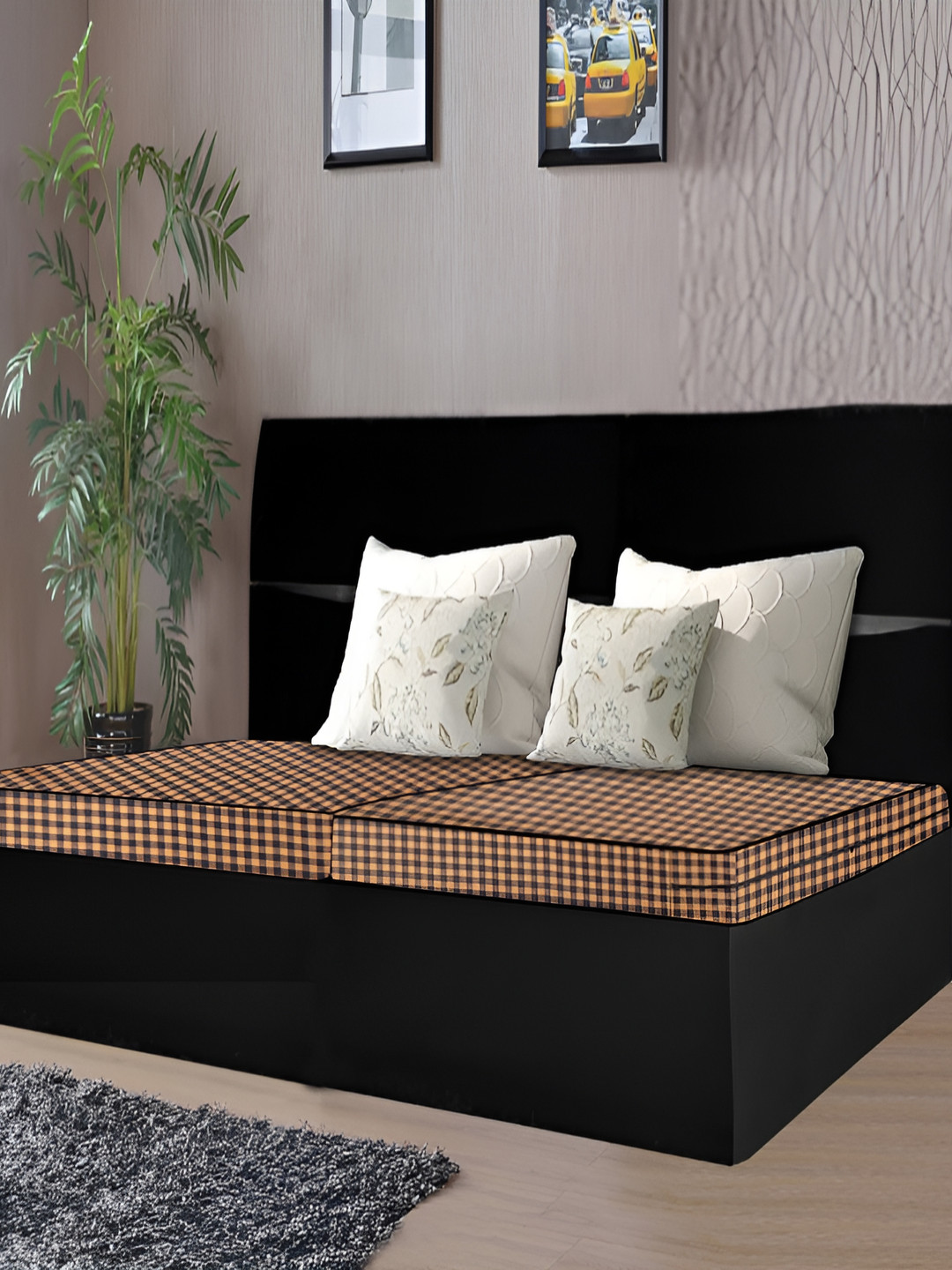 Stylista Brown & Black 2 Pcs Printed Cotton Water Resistant Zippered Mattress Protectors