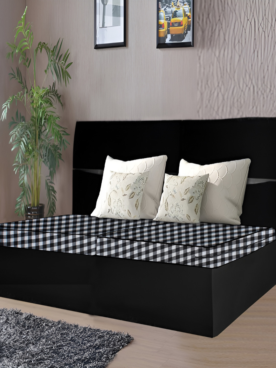 Stylista Black & White Cotton Water Resistant Zippered King Mattress Protector