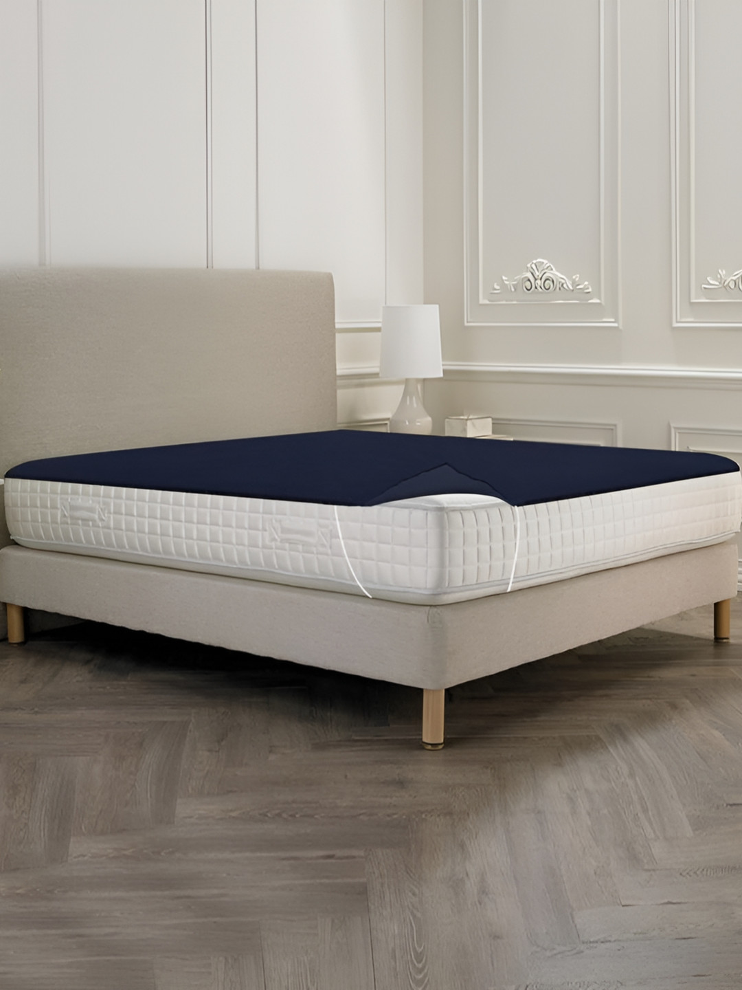 Stylista Blue Cotton Water Resistant Elastic Strap Mattress Protector