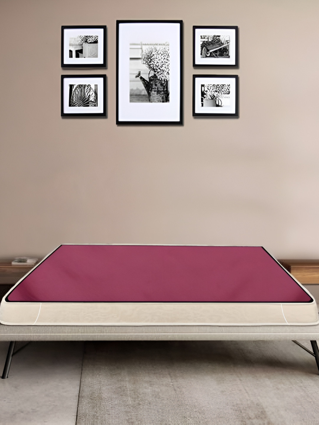 Stylista Maroon Cotton Water Resistant Elastic Strap Mattress Protector