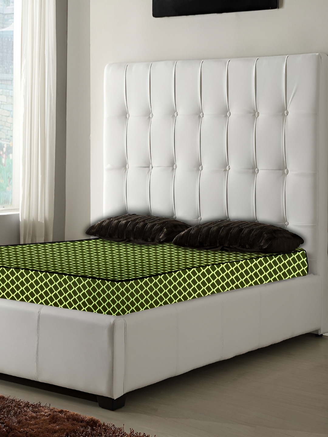 Stylista Green Cotton  Queen Size Water Resistant Mattress Protector