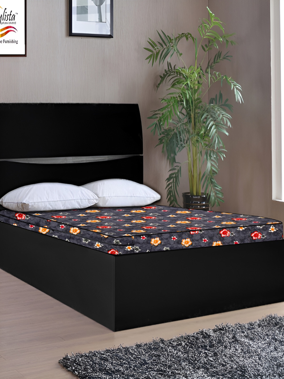 Stylista Grey & Red Cotton Water Resistant Mattress Zippered Single Protector