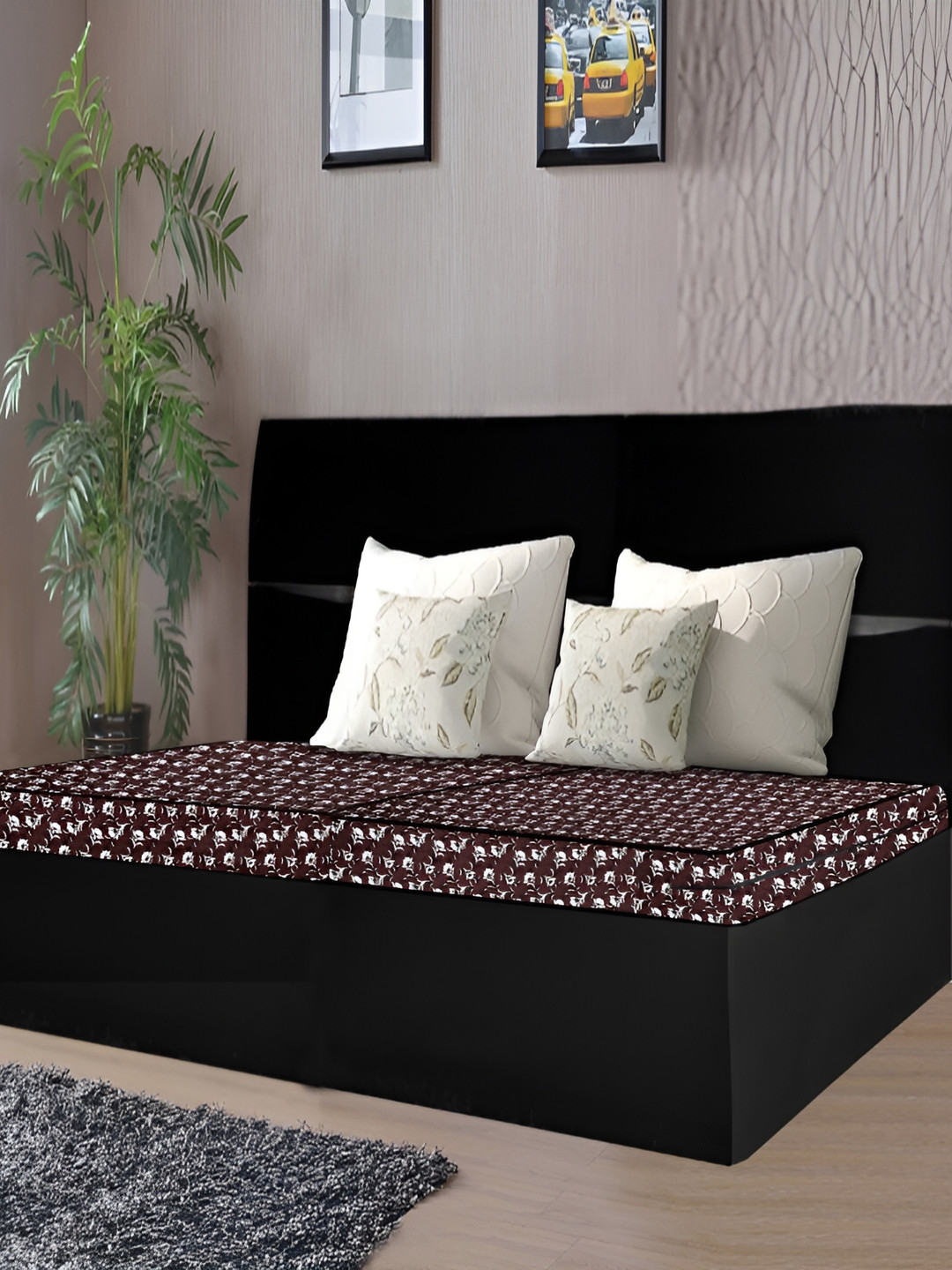 Stylista Brown Cotton Water Resistant Zippered Double Size Mattress Protector