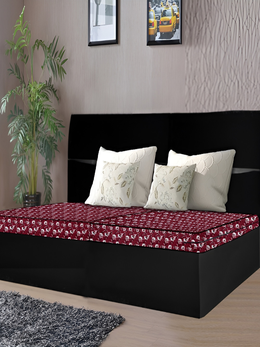 Stylista Brown 2 Pcs Printed Cotton Water Resistant Zippered  Mattress Protectors