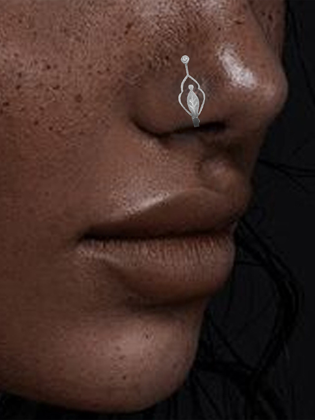 Goldnera Silver-Plated 925 Sterling Silver Leaf Nosepin