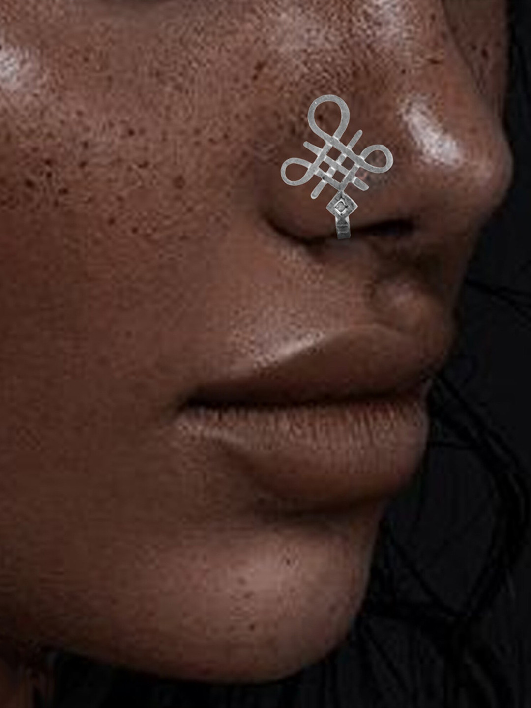 Goldnera 925 Sterling Silver Kolam Design Nosepin