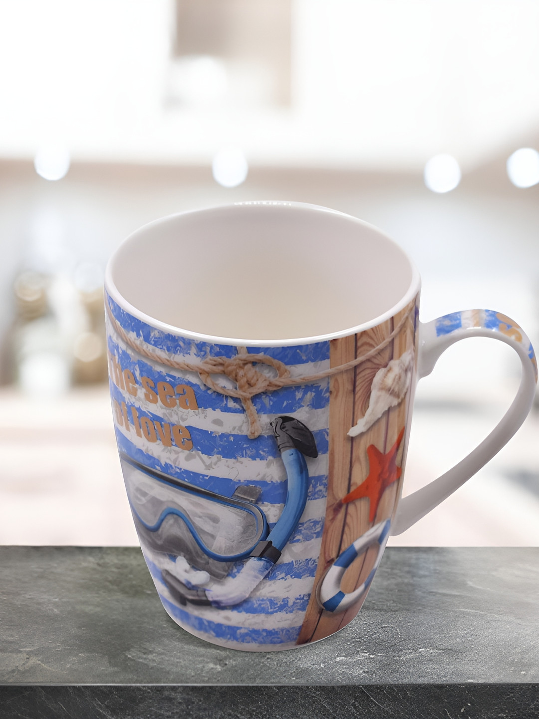 Kookee Imperial Ricca Brown Typography Ceramic Microwave Safe Mug-300ml