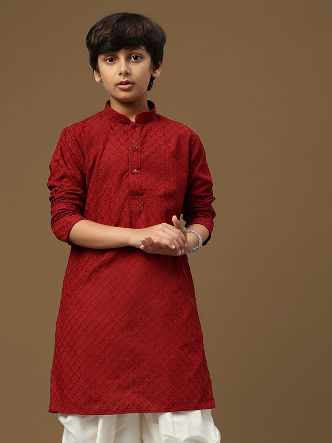 Sangria Boys Chikankari Thread Work Pastels Straight Kurta
