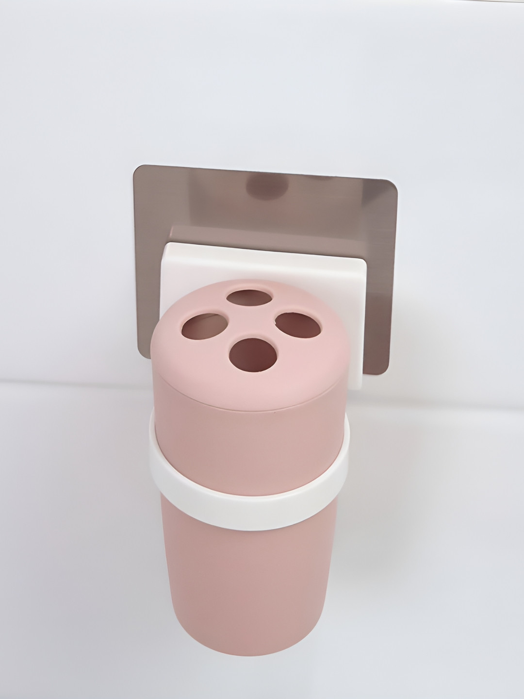 Kookee Pink Textured Self Adhesive Toothbrush Holder