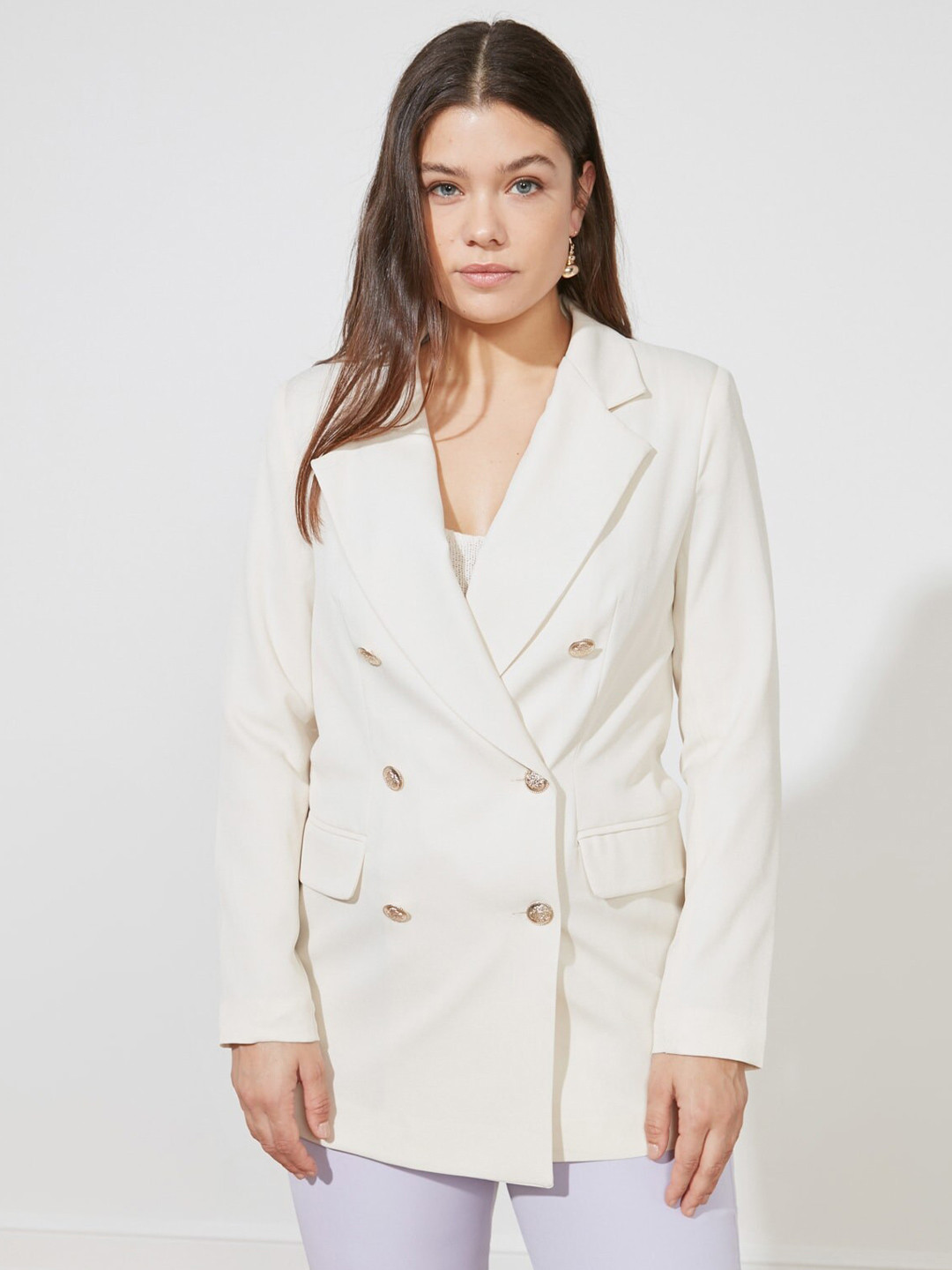 Trendyol Washed Shawl Collar Long Sleeves Longline Tailored Jacket
