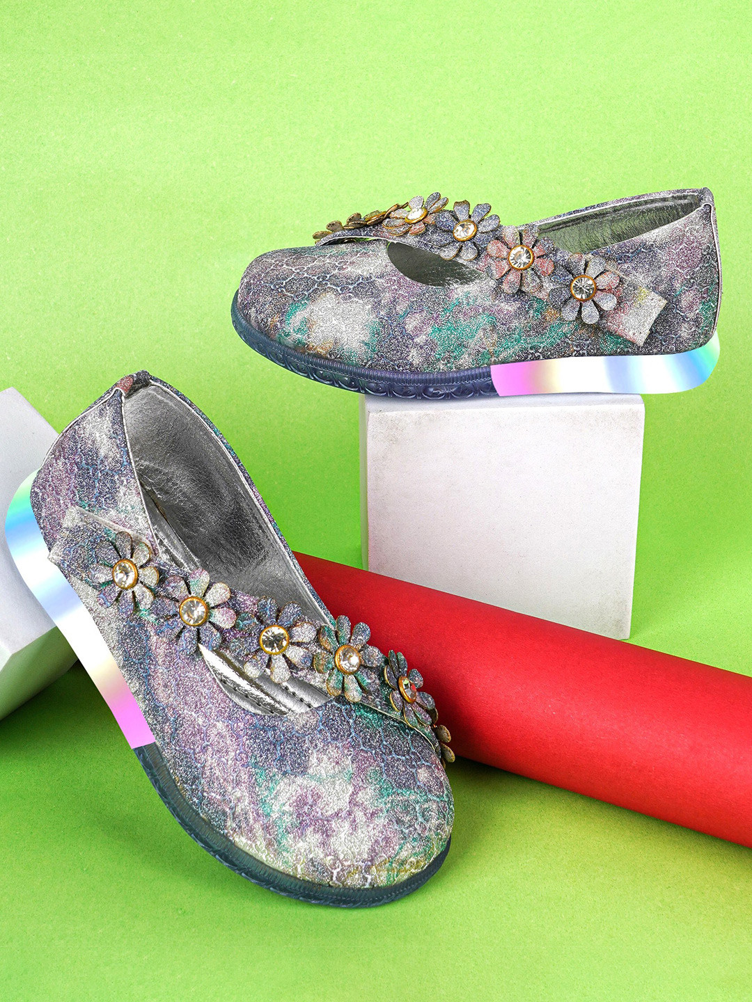 BAESD Girls Embellished Anti Skid LED Ballerinas