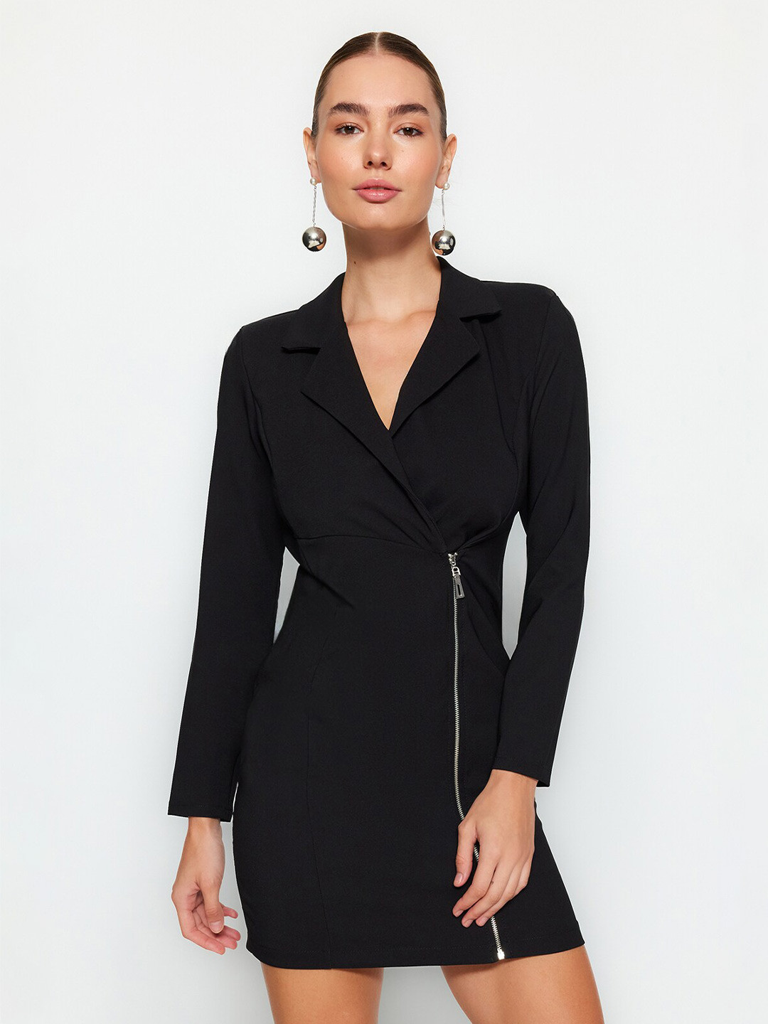 Trendyol Shirt collar Long Sleeves Mini Dress