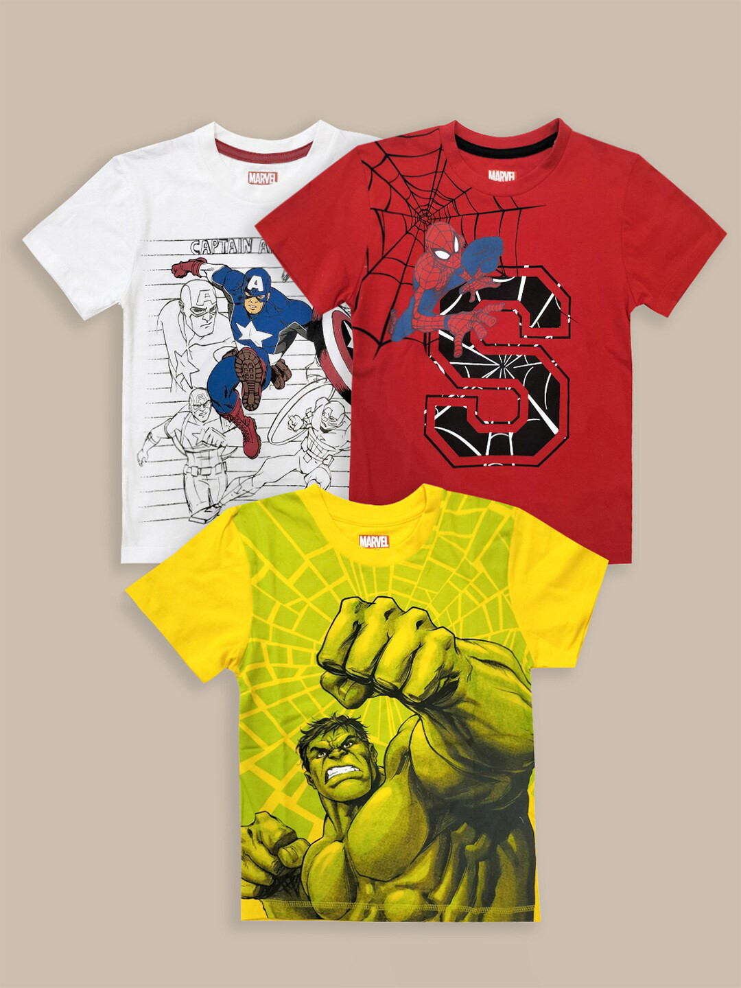 Kids Ville Pack Of 3 Superman Printed Pure Cotton Round Neck Tshirts