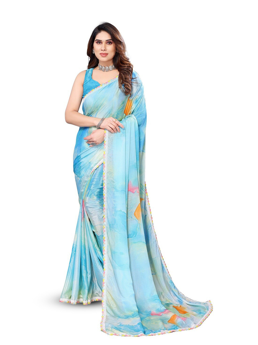 ROOP SUNDARI SAREES Floral Printed Pure Chiffon Saree